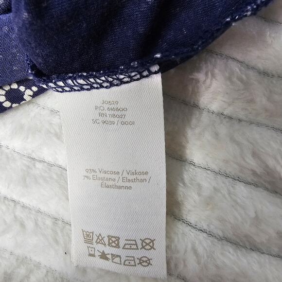 Boden Navy Floral Blouse US 12 Smocked Neck Long Sleeve Viscose Top WorkCore - Picture 10 of 11